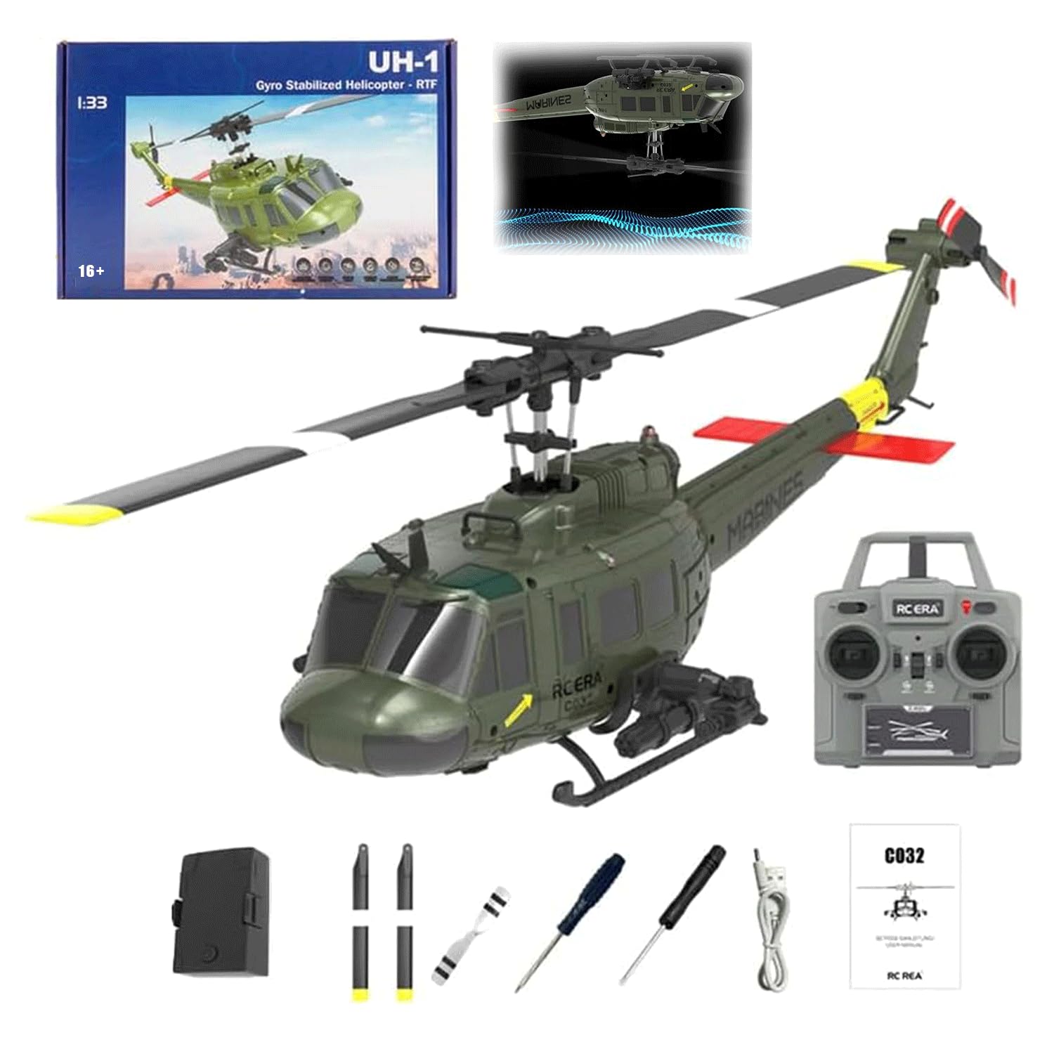 Amazon.com: ROUASD RC ERA C032 UH-1 Huey RC Helicopters for Adults